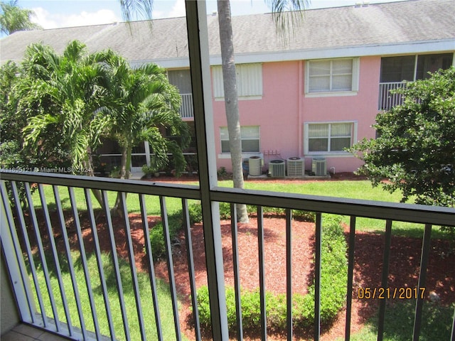 balcony featuring central AC