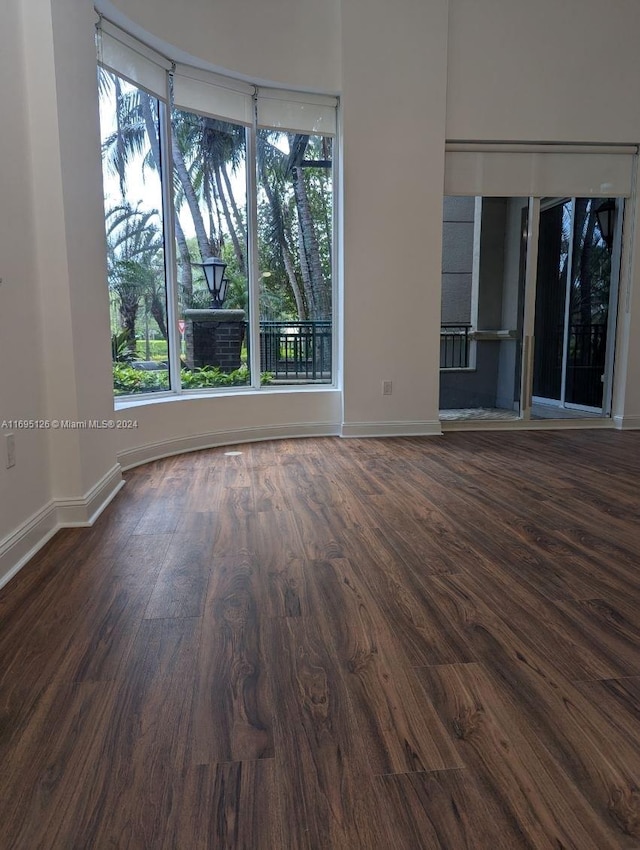 empty room with plenty of natural light and dark wood-type flooring