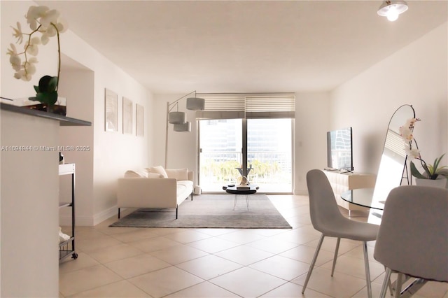 view of tiled living room