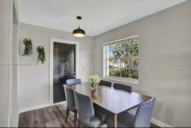 dining room with hardwood / wood-style floors