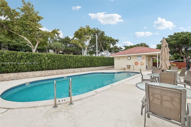 view of pool featuring a patio area