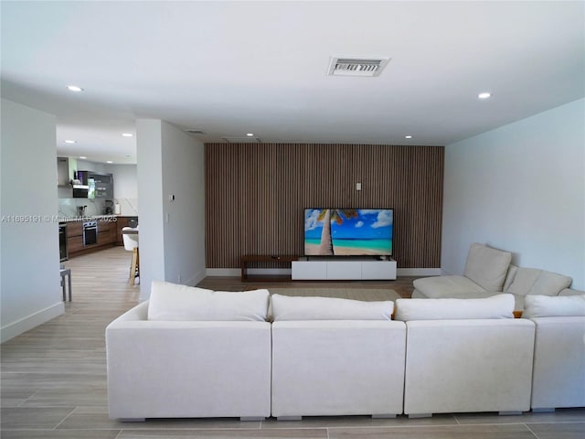 living room featuring light hardwood / wood-style flooring