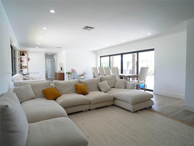 living room featuring light hardwood / wood-style floors