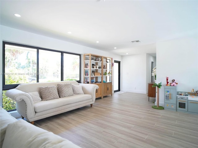 living room featuring light hardwood / wood-style floors