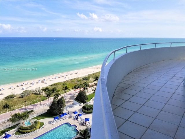 view of water feature featuring a beach view