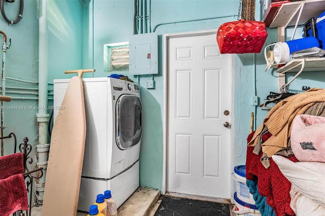 washroom featuring electric panel