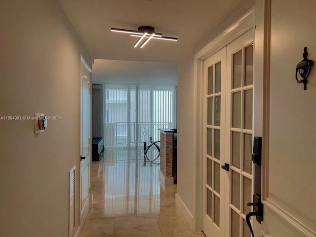 hallway featuring french doors