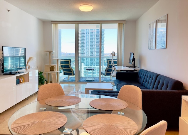 living room featuring expansive windows