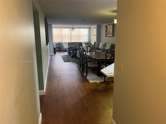 corridor with dark hardwood / wood-style flooring