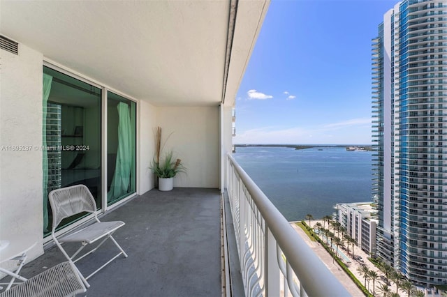 balcony with a water view