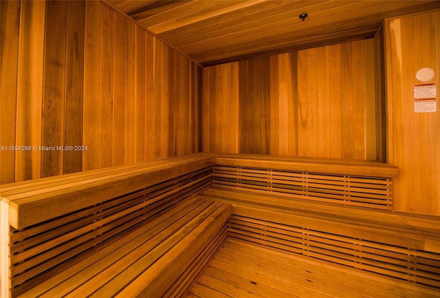 view of sauna / steam room with wooden ceiling