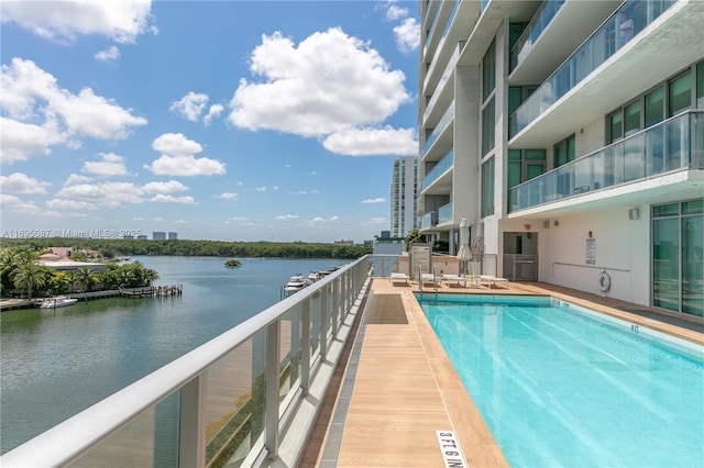 pool with a water view