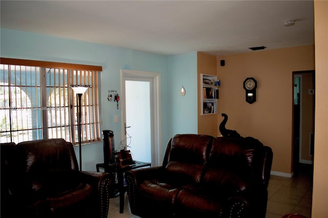 view of tiled living room