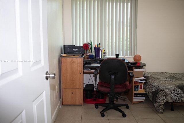 view of tiled home office