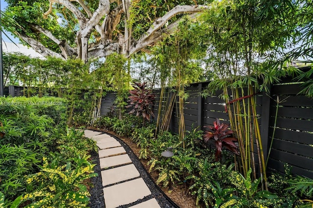 view of yard featuring a fenced backyard