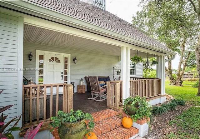 deck with a porch