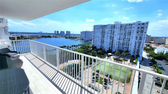 balcony with a water view