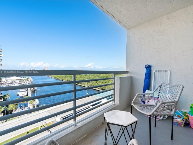 balcony with a water view