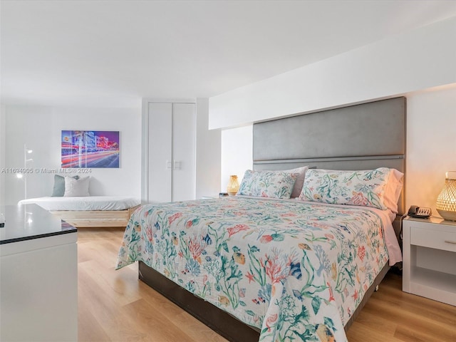 bedroom featuring light hardwood / wood-style floors