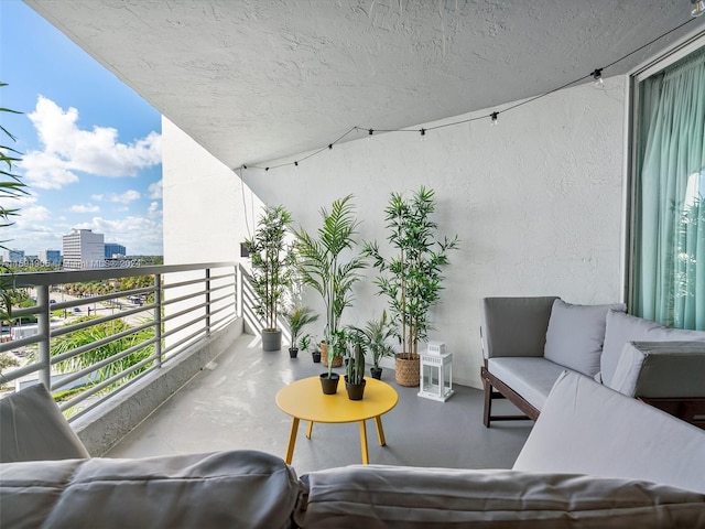 balcony featuring an outdoor living space