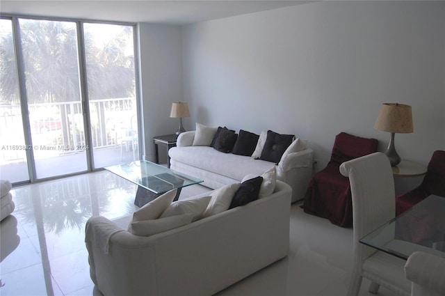 view of tiled living room