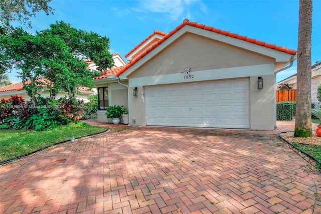 view of front of house with a garage