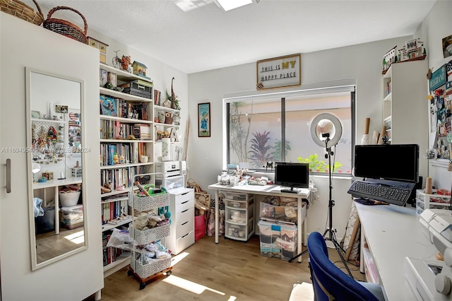 home office featuring light hardwood / wood-style flooring