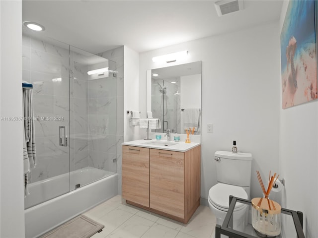 16385 Biscayne Blvd Unit 1615, North Miami Beach, FL 33160 - bathroom with marble finish floors, vanity, and shower / bath combination with glass door