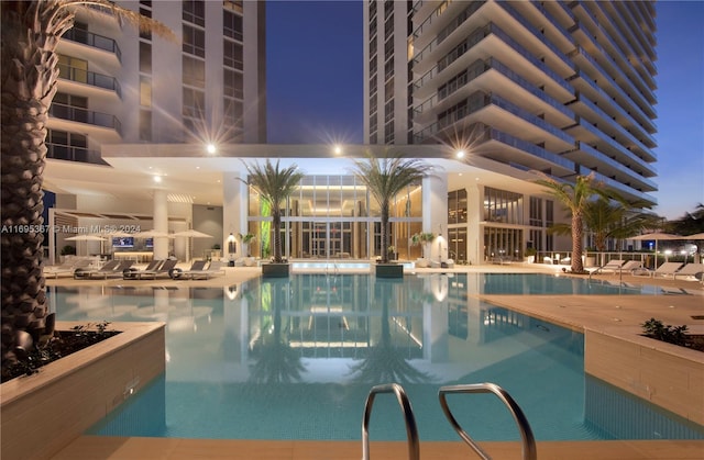 view of pool featuring a patio