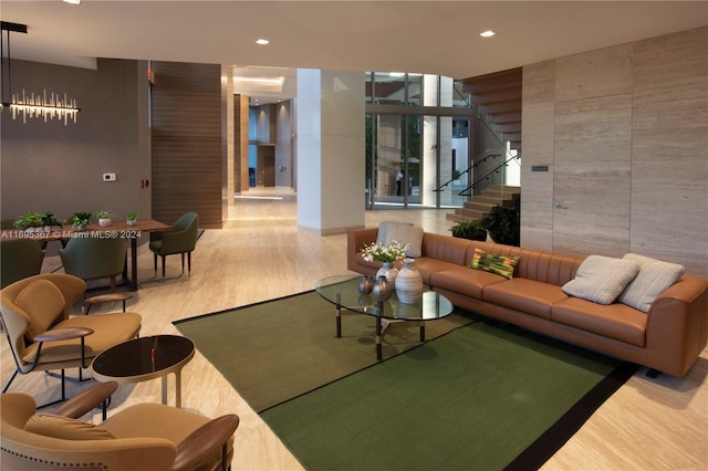 16385 Biscayne Blvd Unit 1615, North Miami Beach, FL 33160 - lobby with stairway and recessed lighting