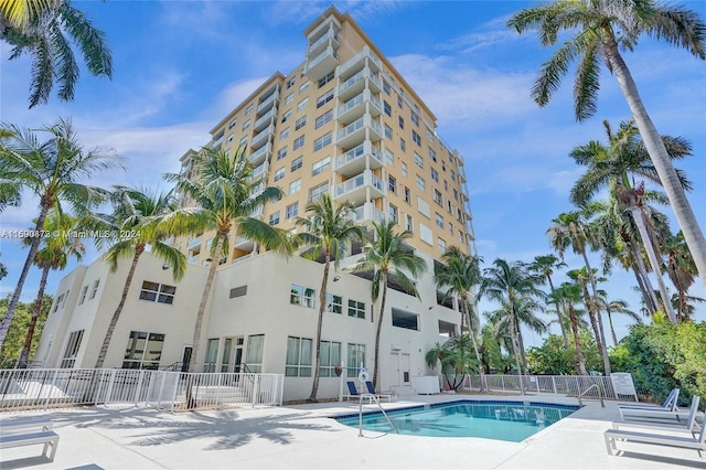 view of pool featuring a patio