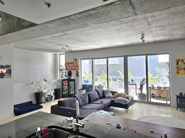 view of tiled living room