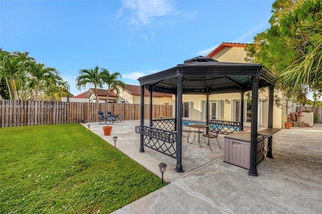 view of patio featuring a gazebo