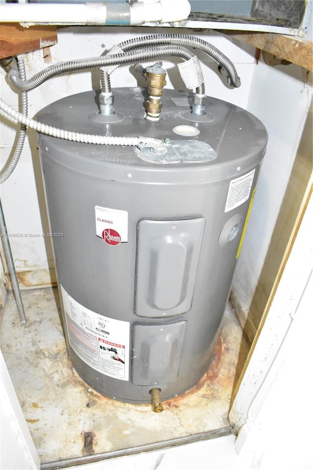 utility room featuring electric water heater