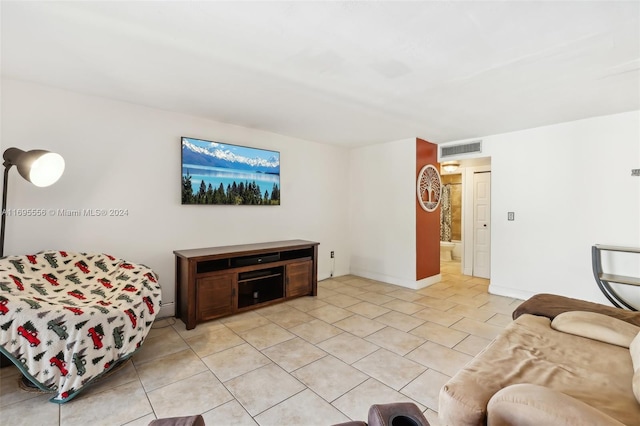 living room featuring light tile patterned flooring