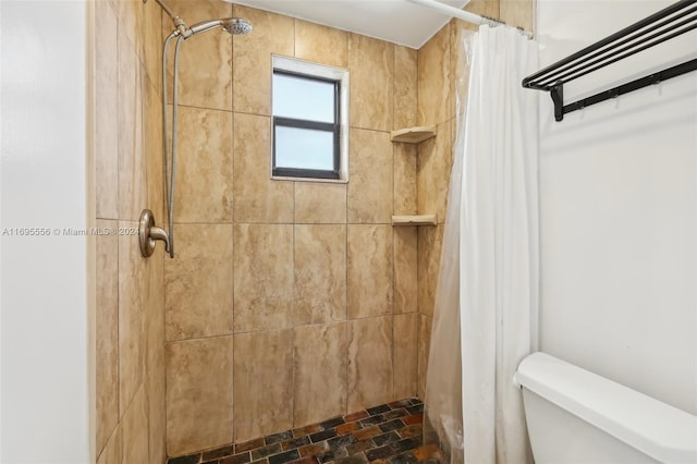 bathroom featuring toilet and walk in shower