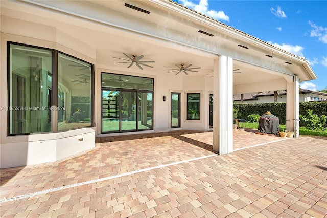 view of patio with ceiling fan