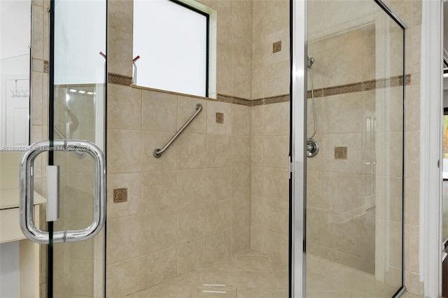 bathroom featuring walk in shower