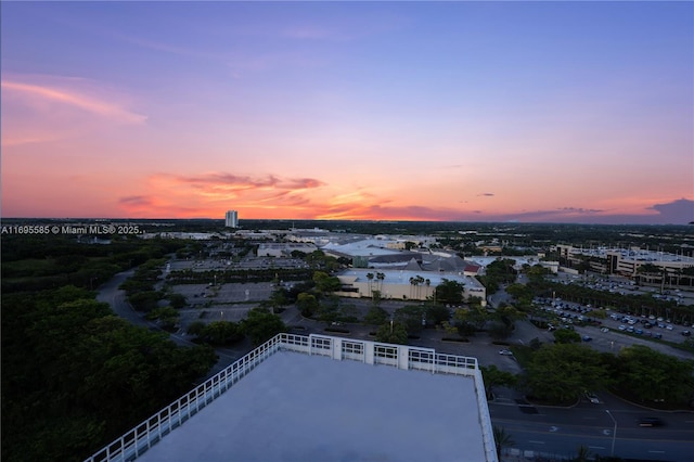 view of aerial view at dusk