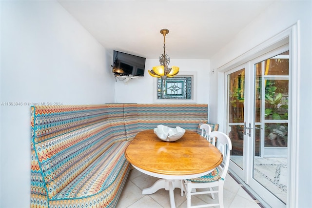 view of tiled dining space