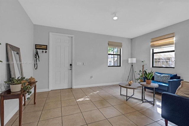 view of tiled living room