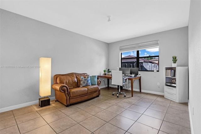 office space featuring light tile patterned floors