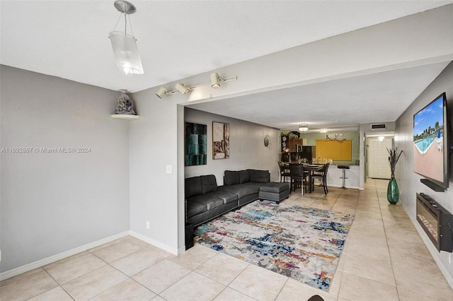 view of tiled living room