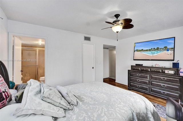 8010 Hampton Blvd Unit 211, North Lauderdale, FL 33068 - bedroom with wood finished floors, connected bathroom, and ceiling fan
