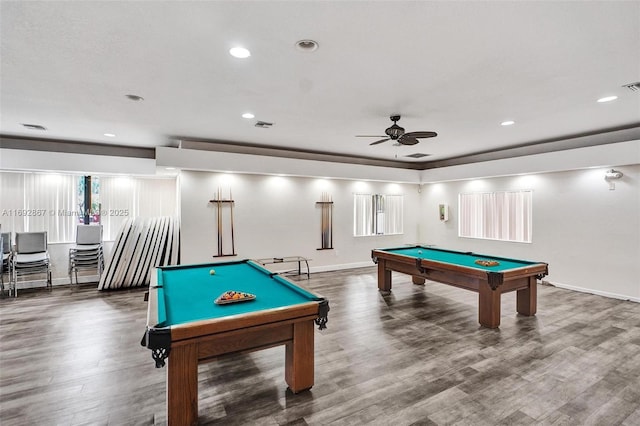 8010 Hampton Blvd Unit 211, North Lauderdale, FL 33068 - playroom featuring pool table, wood finished floors, ceiling fan, and recessed lighting