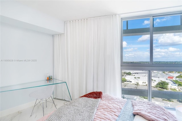 bedroom featuring floor to ceiling windows and multiple windows