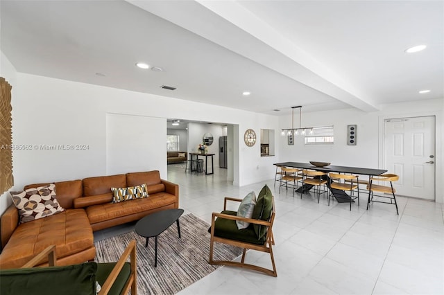 view of tiled living room