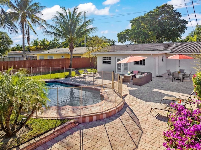 view of pool featuring a patio area and an outdoor hangout area