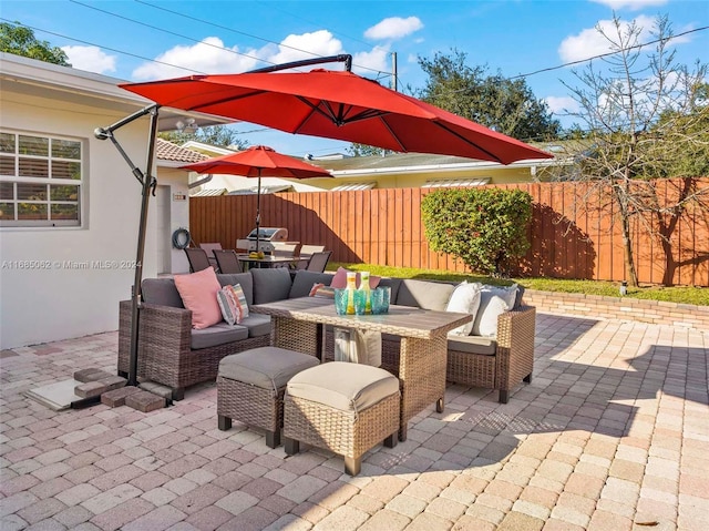 view of patio with an outdoor hangout area