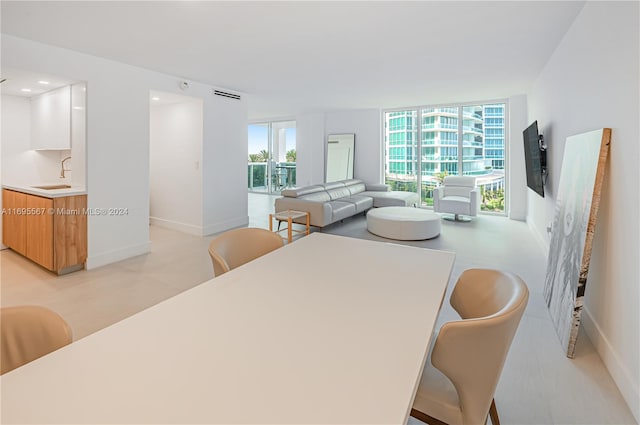 dining area with sink